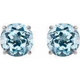 14K White 6 mm Natural Sky Blue Topaz Stud Earrings